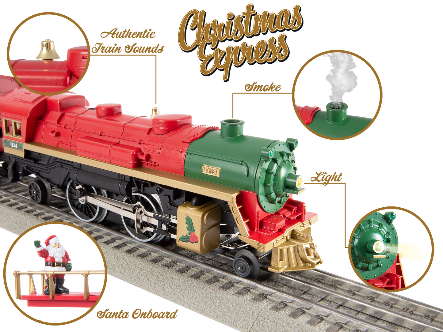 Lionel model train set Christmas Celebration LionChief. This is the locomotive.