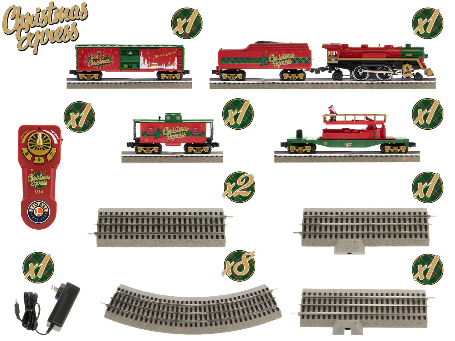 Lionel model train set Christmas Celebration LionChief. View of all the set.