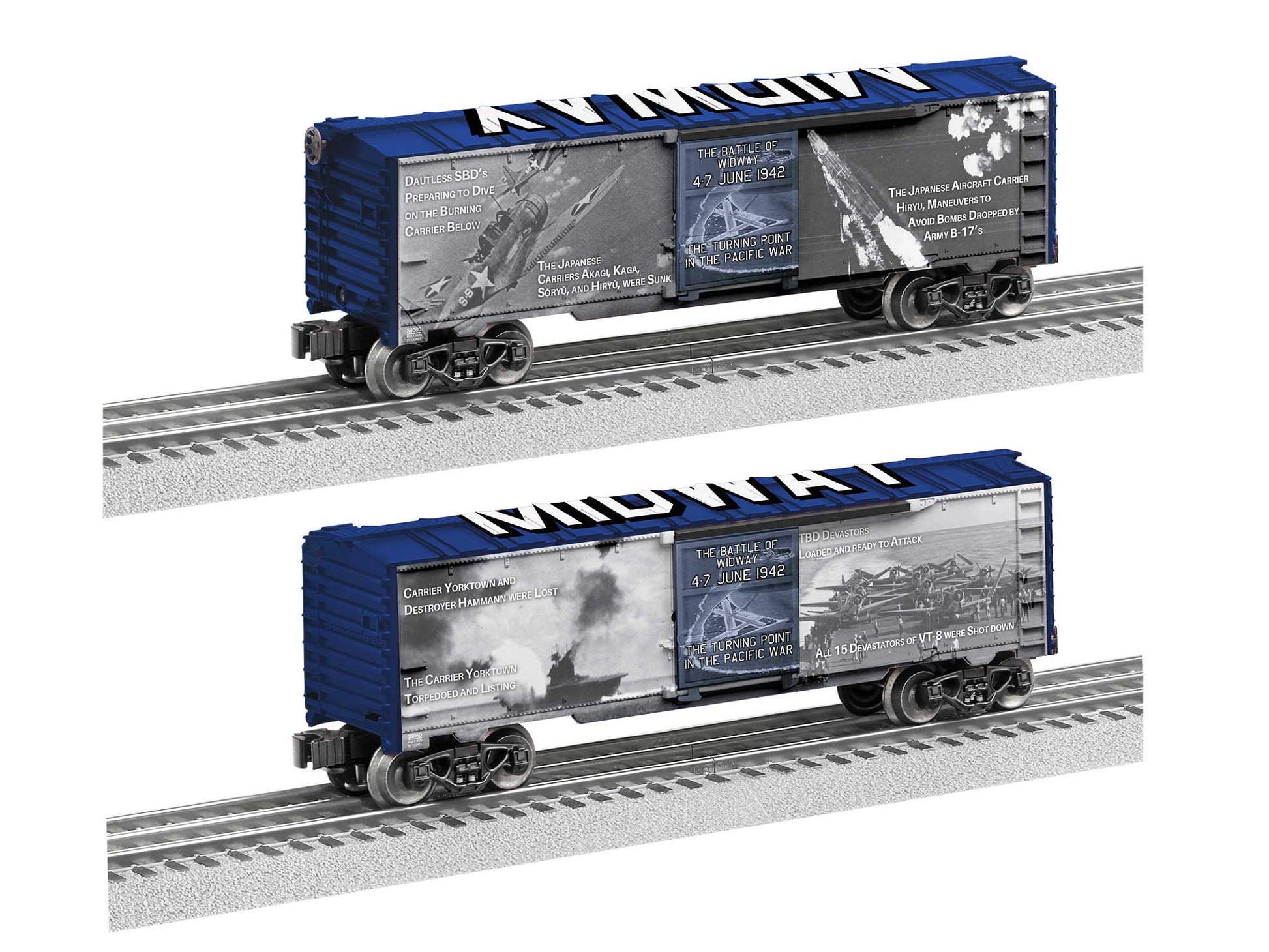 Lionel model train rail car O scale Battle of Midway Boxcar.