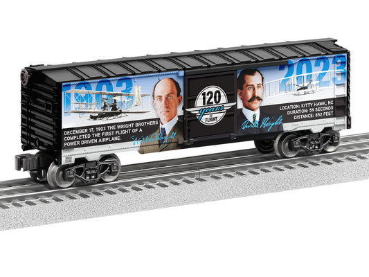 Lionel model train rail car O scale Wright Brothers 120th Anniversary Boxcar.