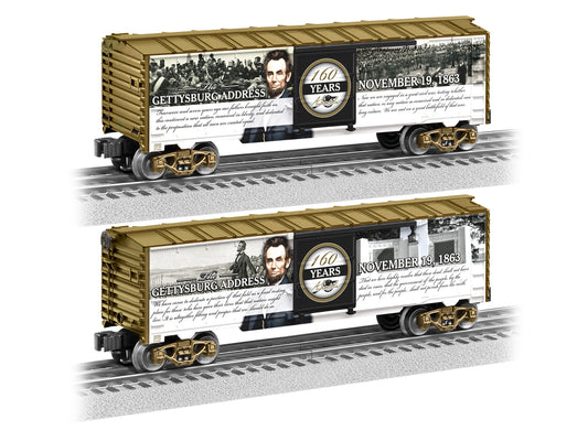 Lionel model train rail car O scale Gettysburg Address 160th Anniversary Boxcar.