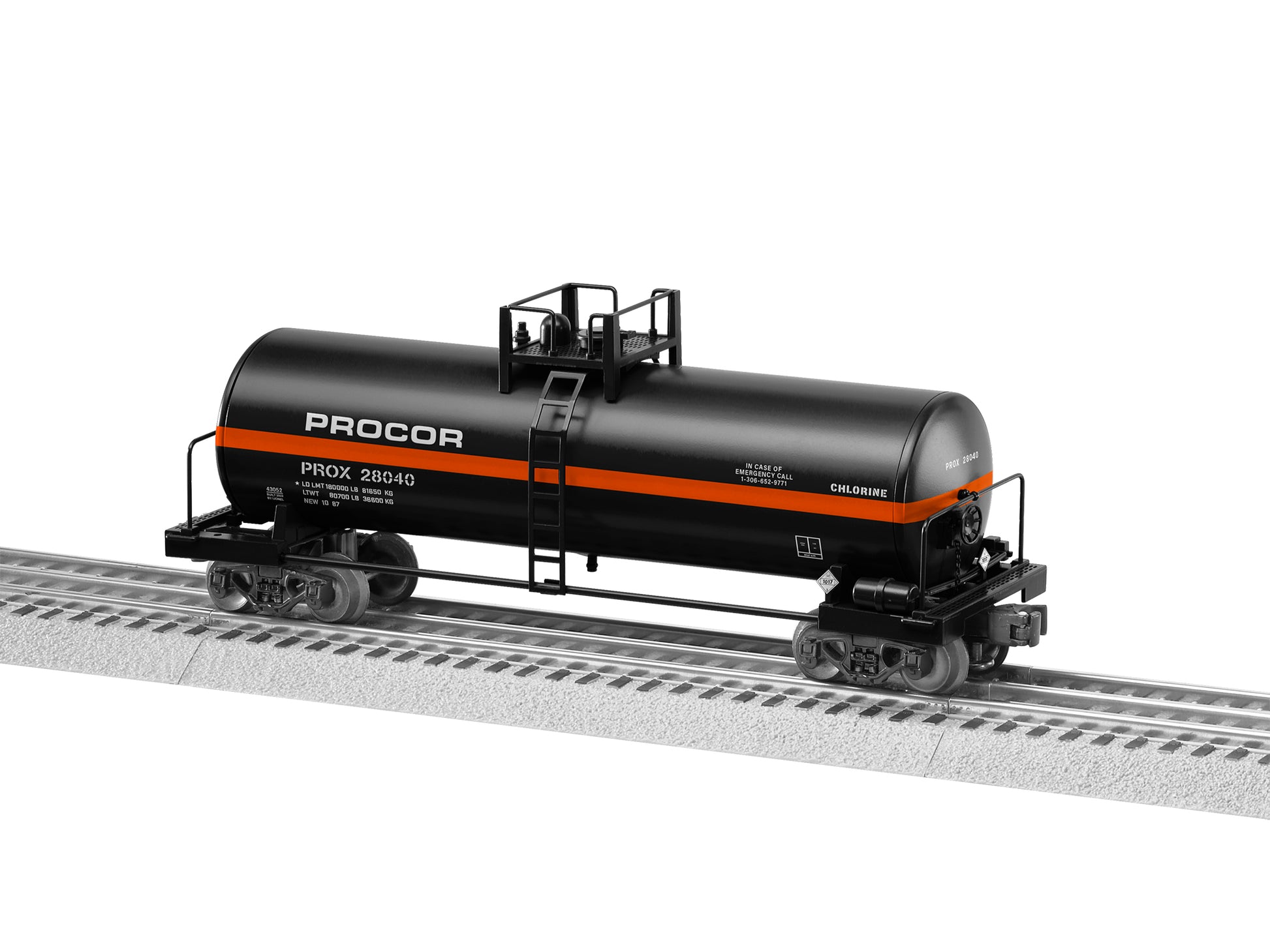 Lionel model train rail car O scale Procor Unibody Tank Car #28040.