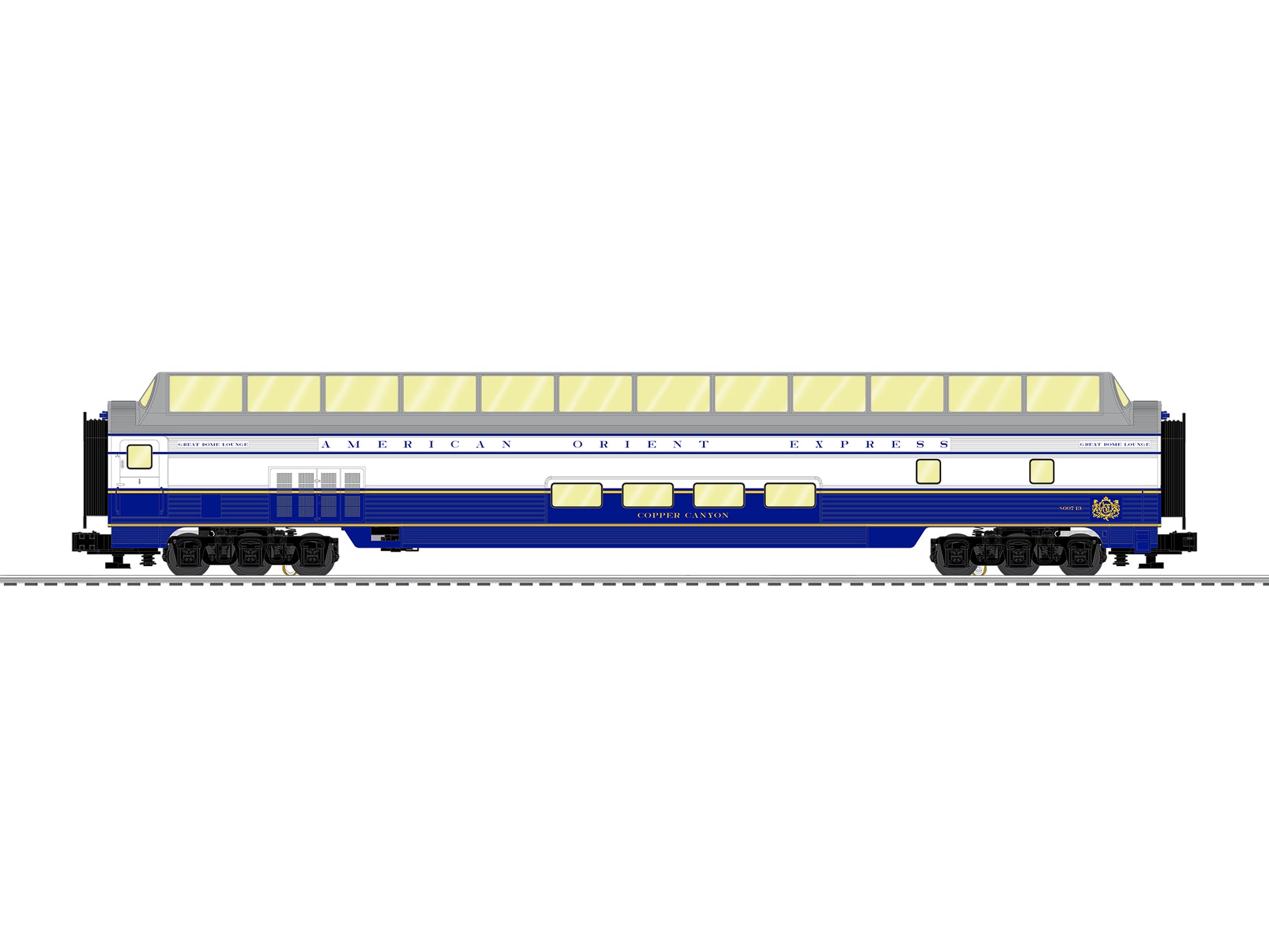 Lionel model train rail car O scale American Orient Express Full Dome.