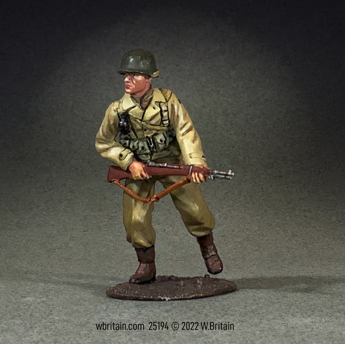 Toy soldier army man U.S. Armored Infantryman Advancing.