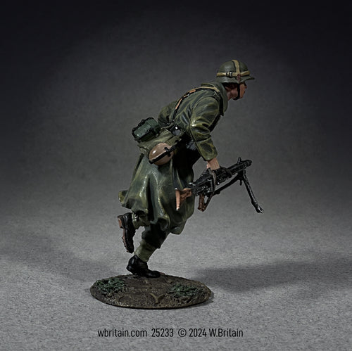 Collectible toy soldier miniature army men figurine German Grenadier Running in Greatcoat With MG 42.