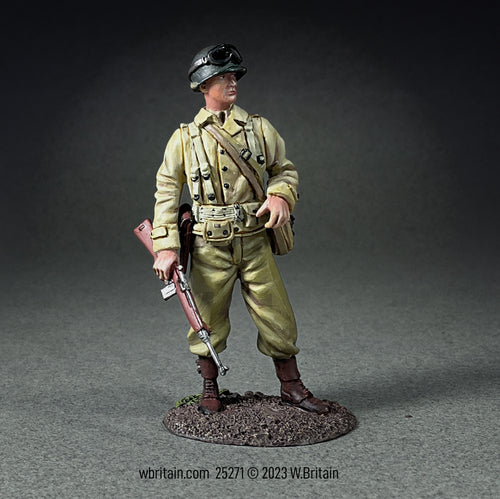 Collectible toy soldier miniature U.S. Armored Infantry Company Officer with M1 Carbine.