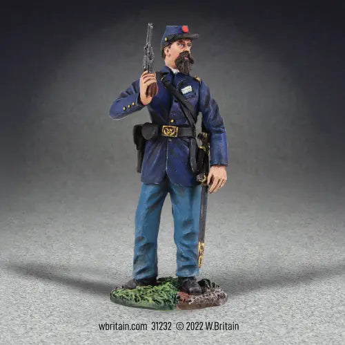 Collectible toy soldier army men Captain Dillon in blue uniform.