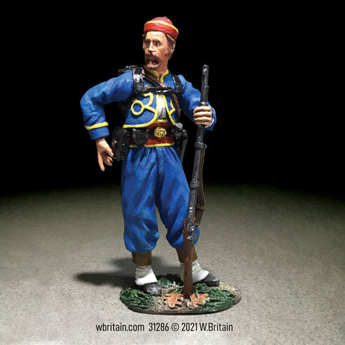 Collectible toy soldier miniature army men Union Infantry 146th NY Zouave Standing Reaching for Cartridge.