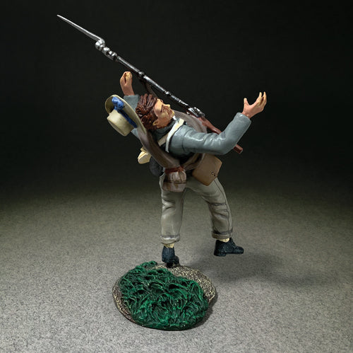 Collectible toy soldier miniature Confederate Casualty Falling.