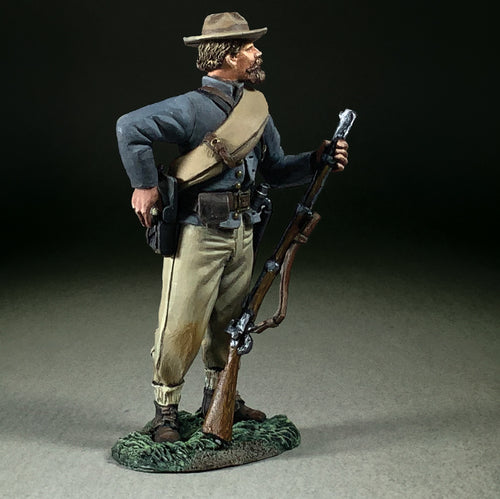 Toy soldier Confederate Infantry Reaching for Cartridge.