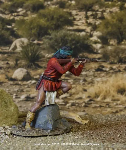 Apache Warrior Standing Firing Carbine from Rock