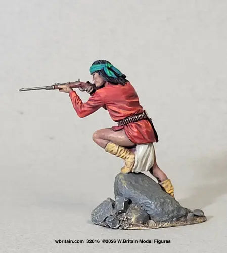 Apache Warrior Standing Firing Carbine from Rock
