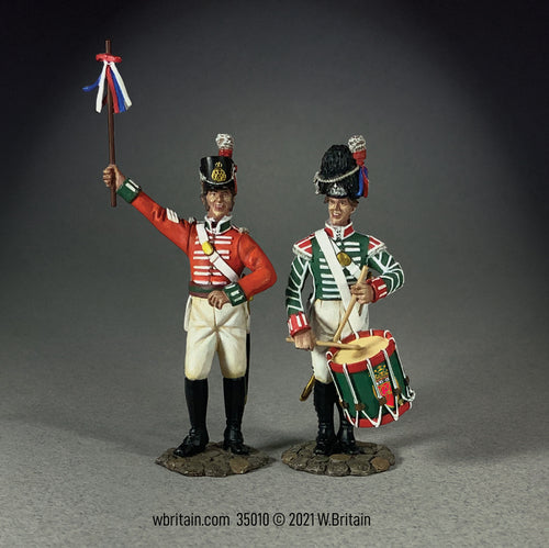 Collectible toy soldier miniature set The King’s Shilling British Recruiting Sergeant and Drummer