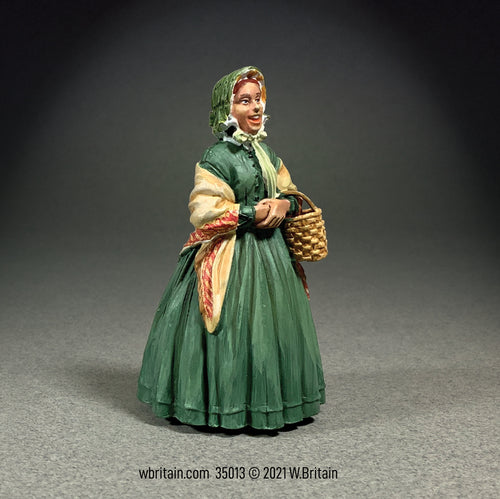 Collectible civilian miniature Betsy Going to Market, 1860s Woman.