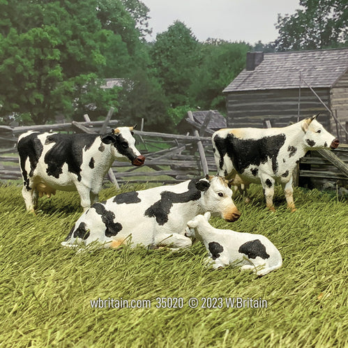 Collectible miniature farm animals Black Randall Lineback Cows.
