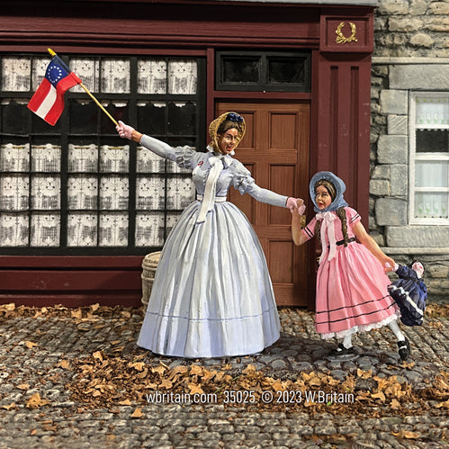 Collectible civilian miniature "Mrs. Egen and Daughter" At the Parade. With rebel flag.