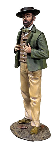 Civilian miniature figurine You Have My Attention. Man standing. Man with a hat.