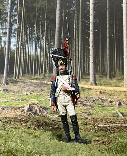 Toy Soldier miniature army men figurine French Imperial Guard on the battlefield.