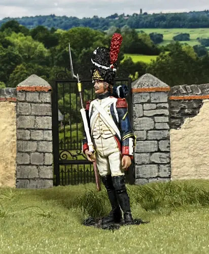 Toy Soldier miniature army men French Imperial guard standing in a field.