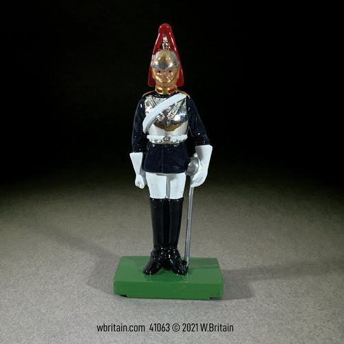 Collectible toy soldier miniature Blues and Royals Trooper.
