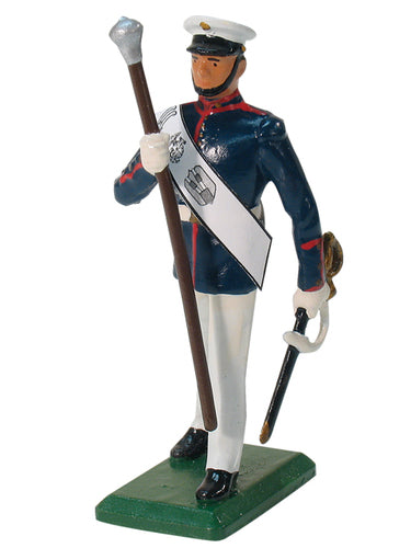 Collectible toy soldier USMC Drum Major. Marching with sword.