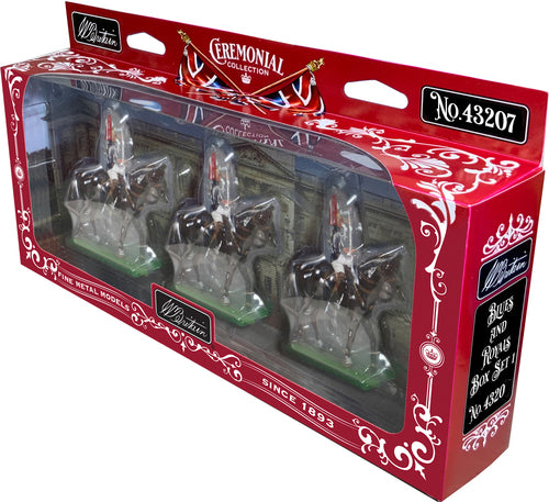 Collectible toy soldier miniature 3 Mounted Blues and Royals Troopers Box Set 1. in packaging.