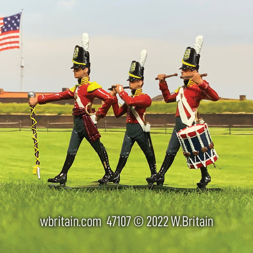 Toy soldier miniature army men U.S. War of 1812 Artillery Field Music. On the band grounds.