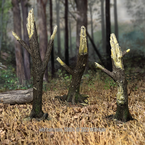 Collectible scenic Storm and War Torn Tree Set. Seen in a forest.
