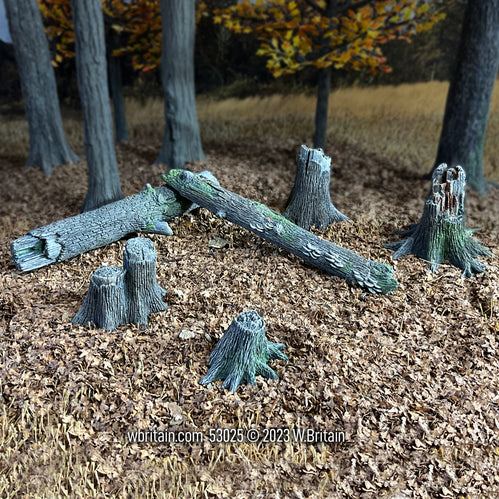 Collectible scenic Forest Stumps and Deadfall Set. Seen in a forest.