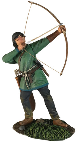 Collectible toy soldier Scotend Saxon Archor No.3 Arrow Drawn. He is wearing a green shirt.