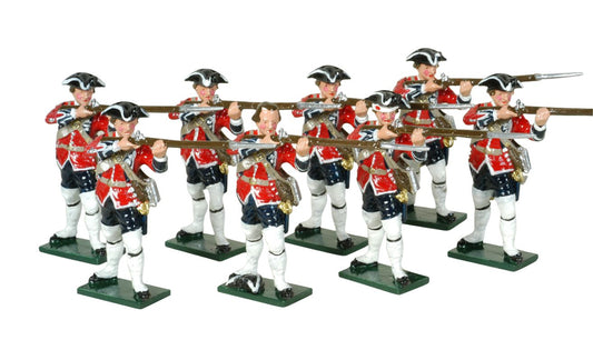 Collectible toy soldier miniature set British Infantry Eight Privates Firing.