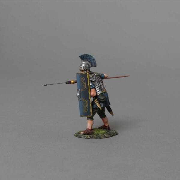 Collectible toy soldier miniature army men figurine Fighting Praetorian. He has a large blue shield.