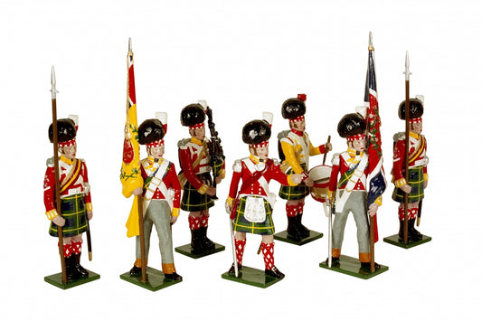 Collectible toy soldier miniature set 92nd Gordon Highlanders. This is a 7 piece set.