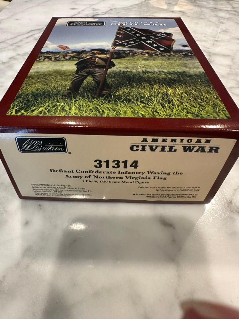 Box for Toy soldier miniature army men Defiant Confederate Infantry Waving ANV Flag.