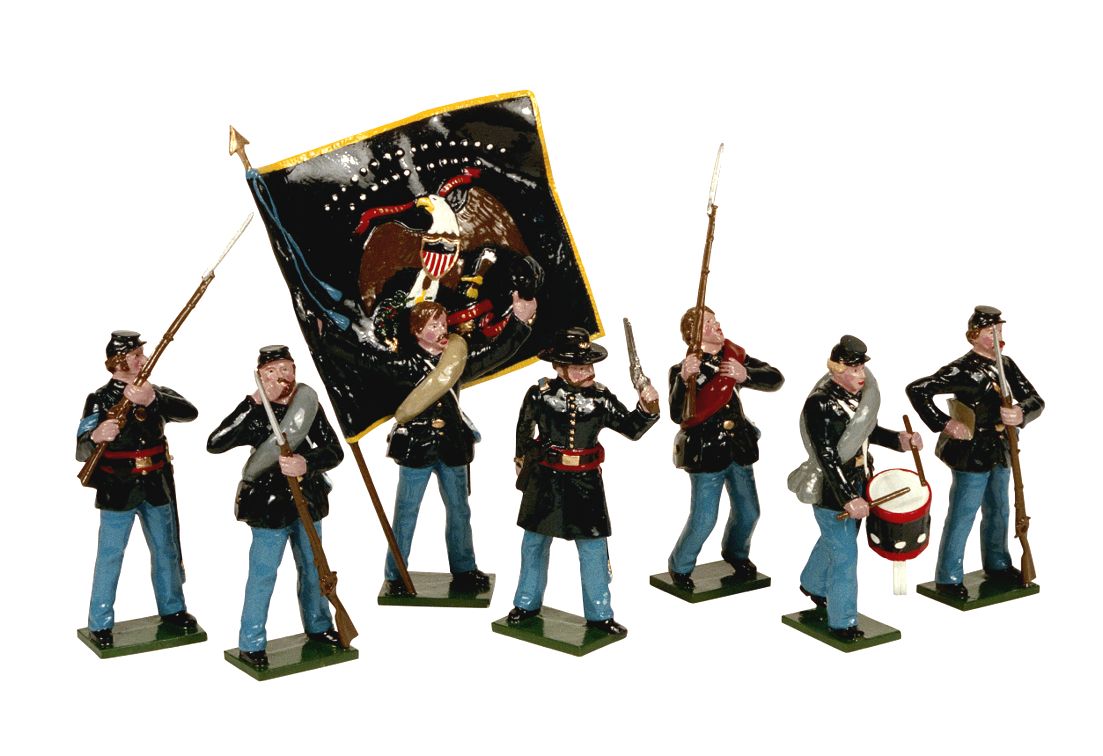 Collectible toy soldier miniature set Union Infantry with Color Bearer.