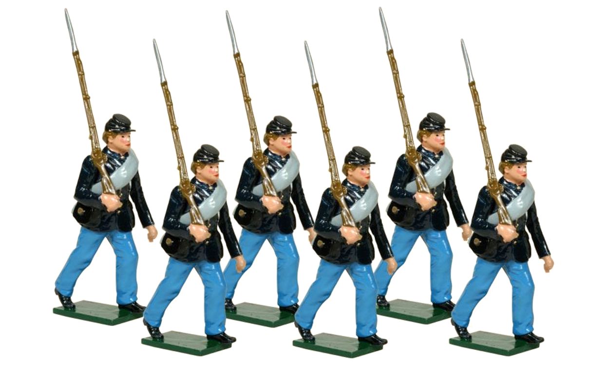 Collectible toy soldier miniature army men Privates Union Infantry Marching.