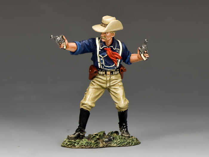 1/30 scale toy soldier of Custer in buckskins, dual-wielding pistols at Little Bighorn. Matte finish.