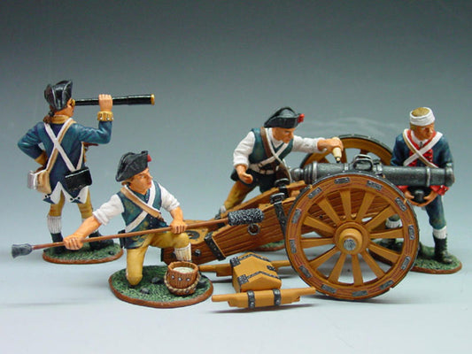 Collectible toy soldier miniature army men gun crew.