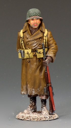 U.S. WWII GI winter uniform standing at ease with a BAR, 1/30 scale matte figure.