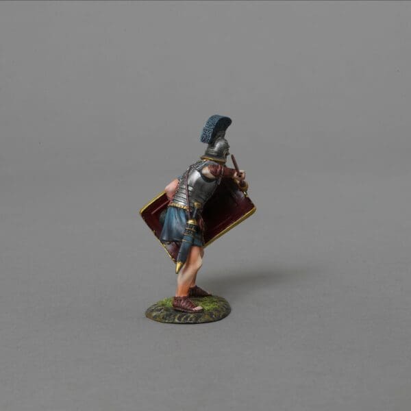 Rear view of Collectible toy soldier miniature army men figurine Fighting Praetorian.