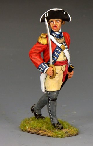 British Redcoat officer front view shouting command with sword raised, 4th Regiment of Foot, 1/30 matte (BR100)