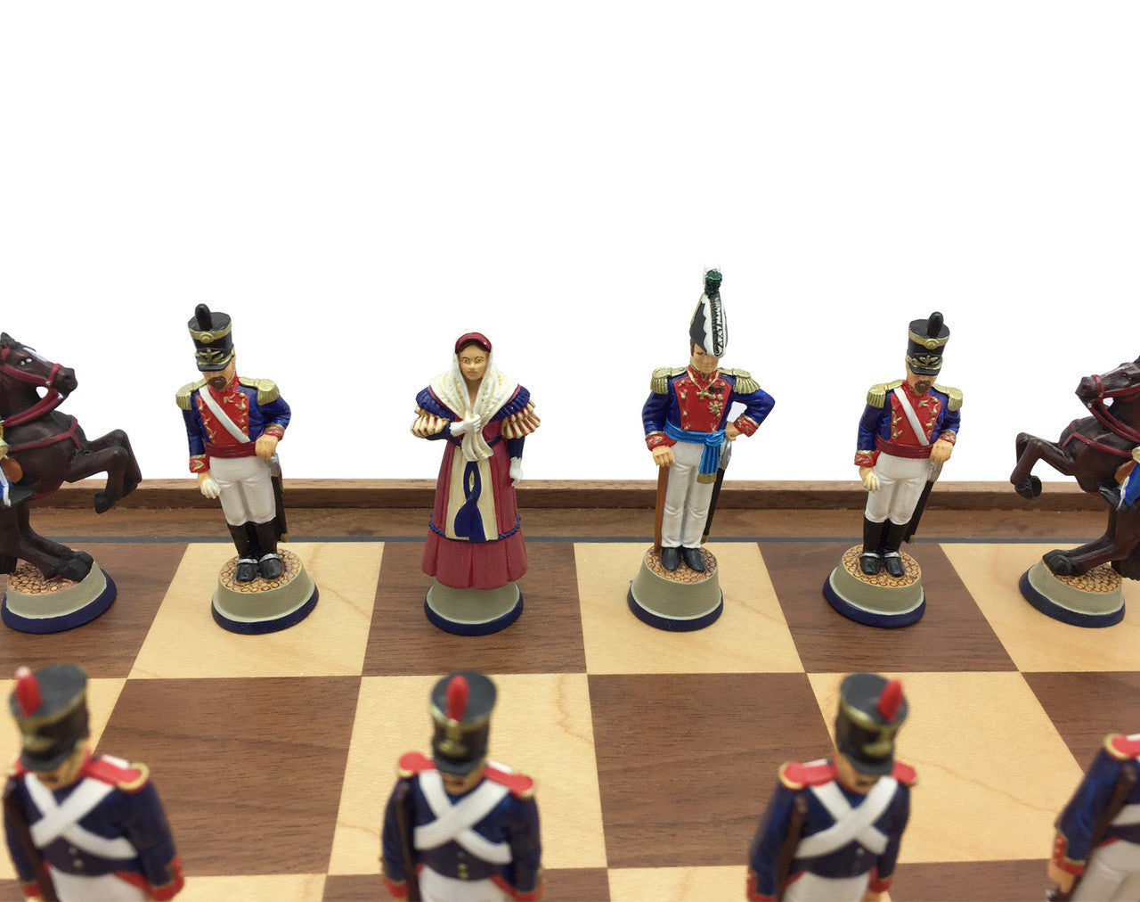 Close up of Toy Soldier battle of Alamo chess set.