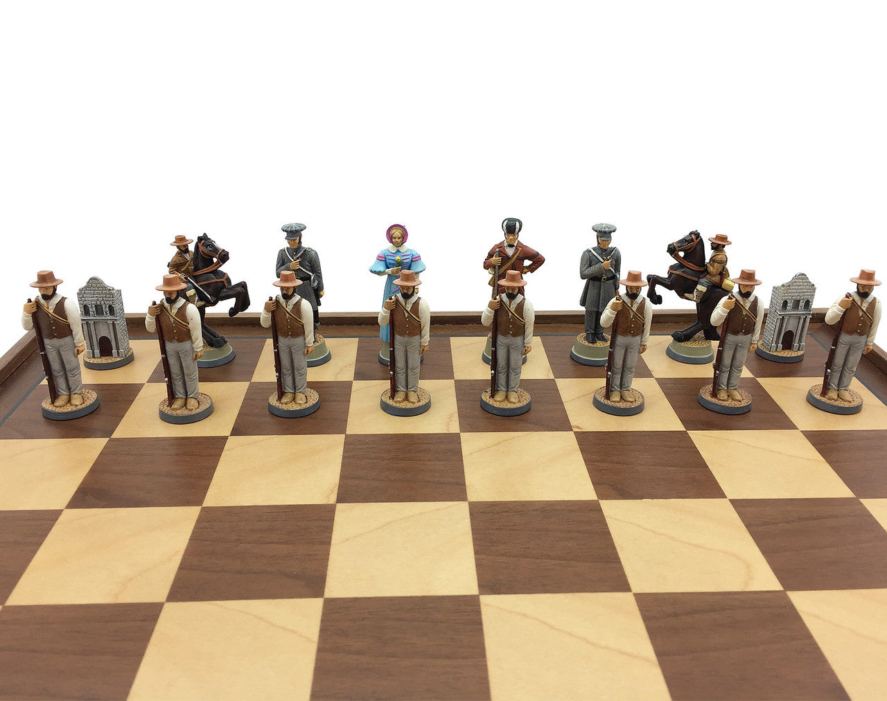 The Texan army Toy Soldier battle of Alamo chess set.