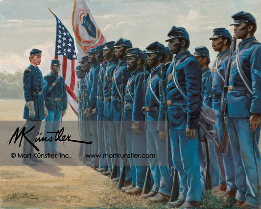 Mort Künstler wall art print Col. Robert Shaw and the 54th Massachusetts. Soldiers at attention.
