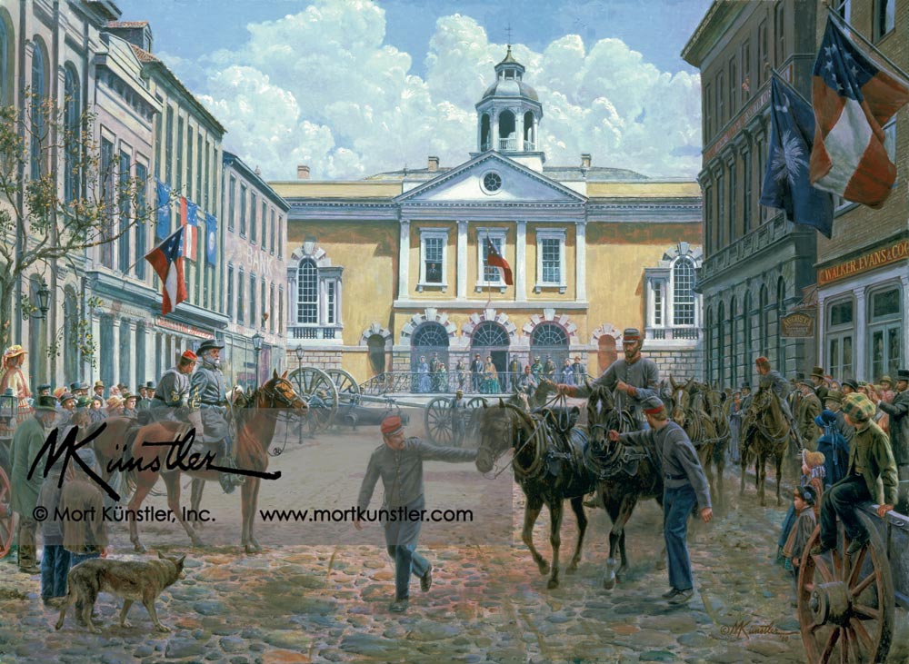 Mort Künstler wall art print The Guns of Autumn. Soldiers and horses moving cannons.