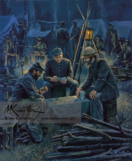 Mort Künstler wall art print Letter from Home. Soldiers by the camp fire.