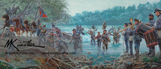 Mort Künstler wall art print Maryland, My Maryland. Soldiers crossing a river.