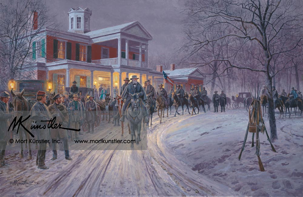 Mort Künstler wall art print Merry Christmas. Lee on horseback.