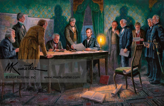 Mort Künstler wall art print General Orders. President Lincoln with his Generals.