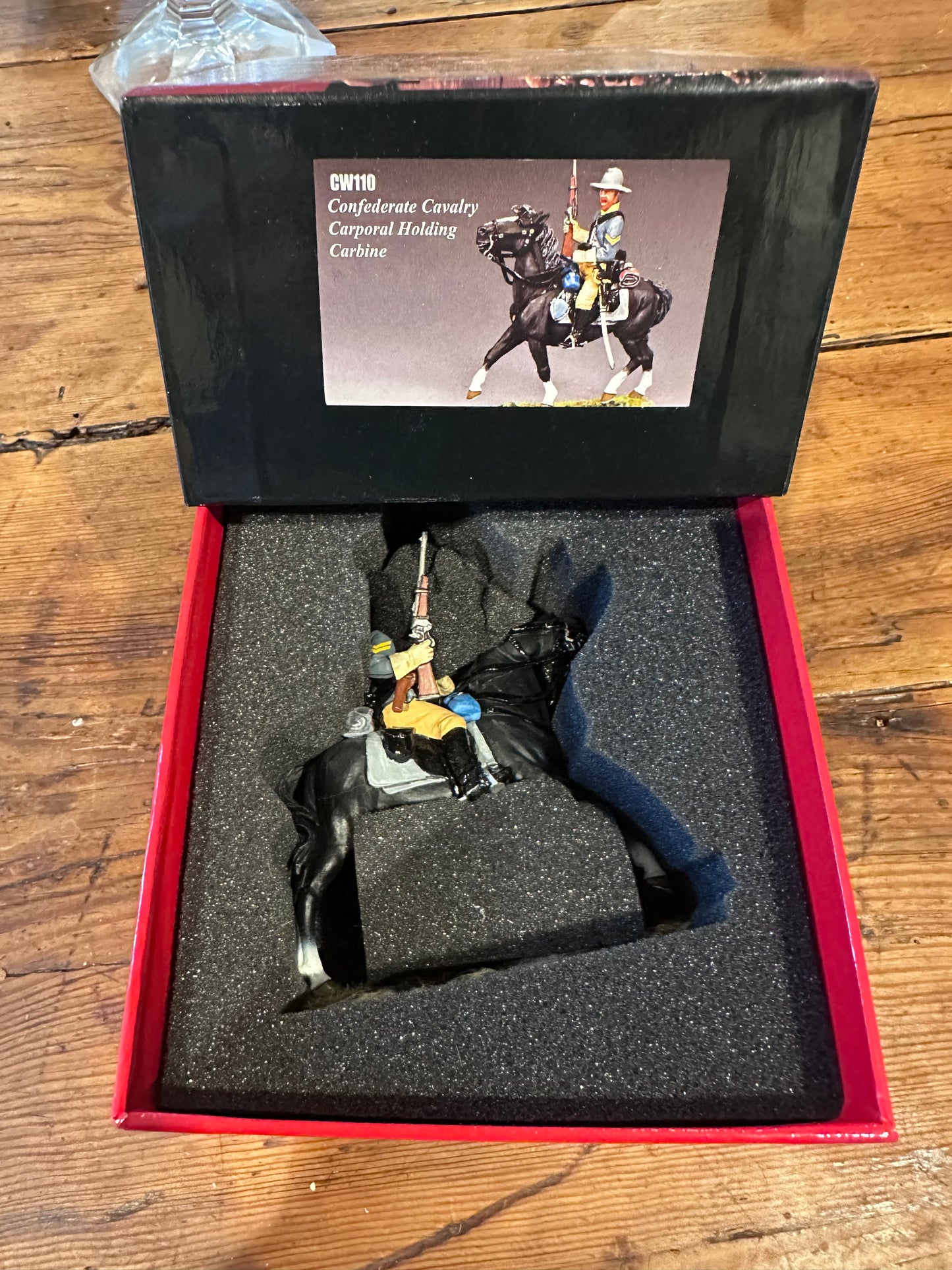 Packaging for toy soldier Confederate Cavalry Corp. Holding Carbine.